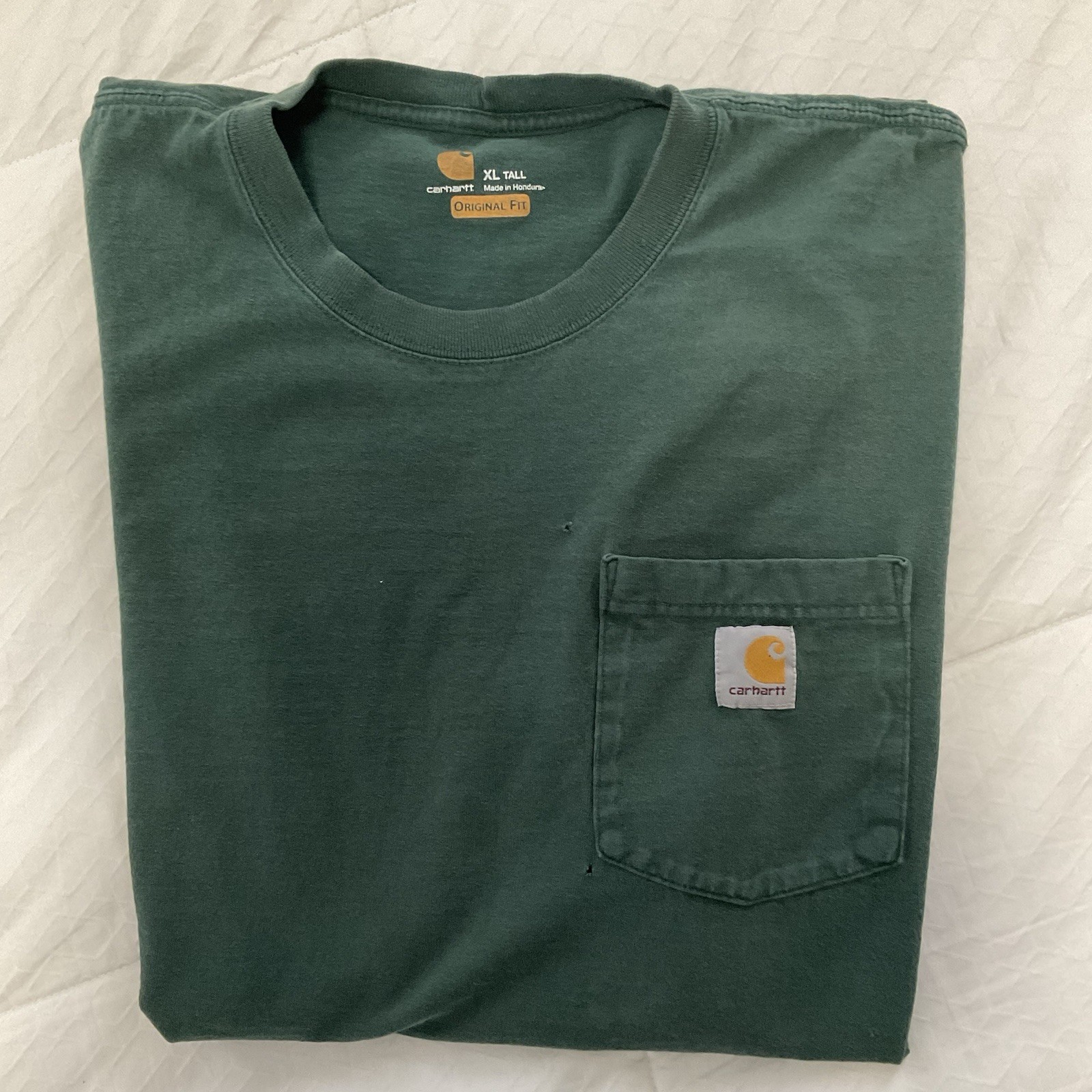 Carhartt K87 Pocket T Shirt XL Tall Green Original Fit Heavyweight USA Work