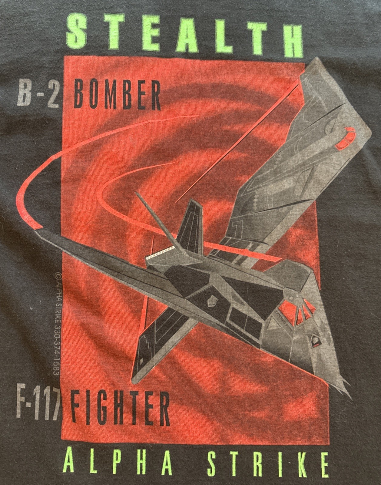 Stealth B-2 Bomber F-117 Fighter Single Stitch Alpha Strike T-Shirt – Size Large
