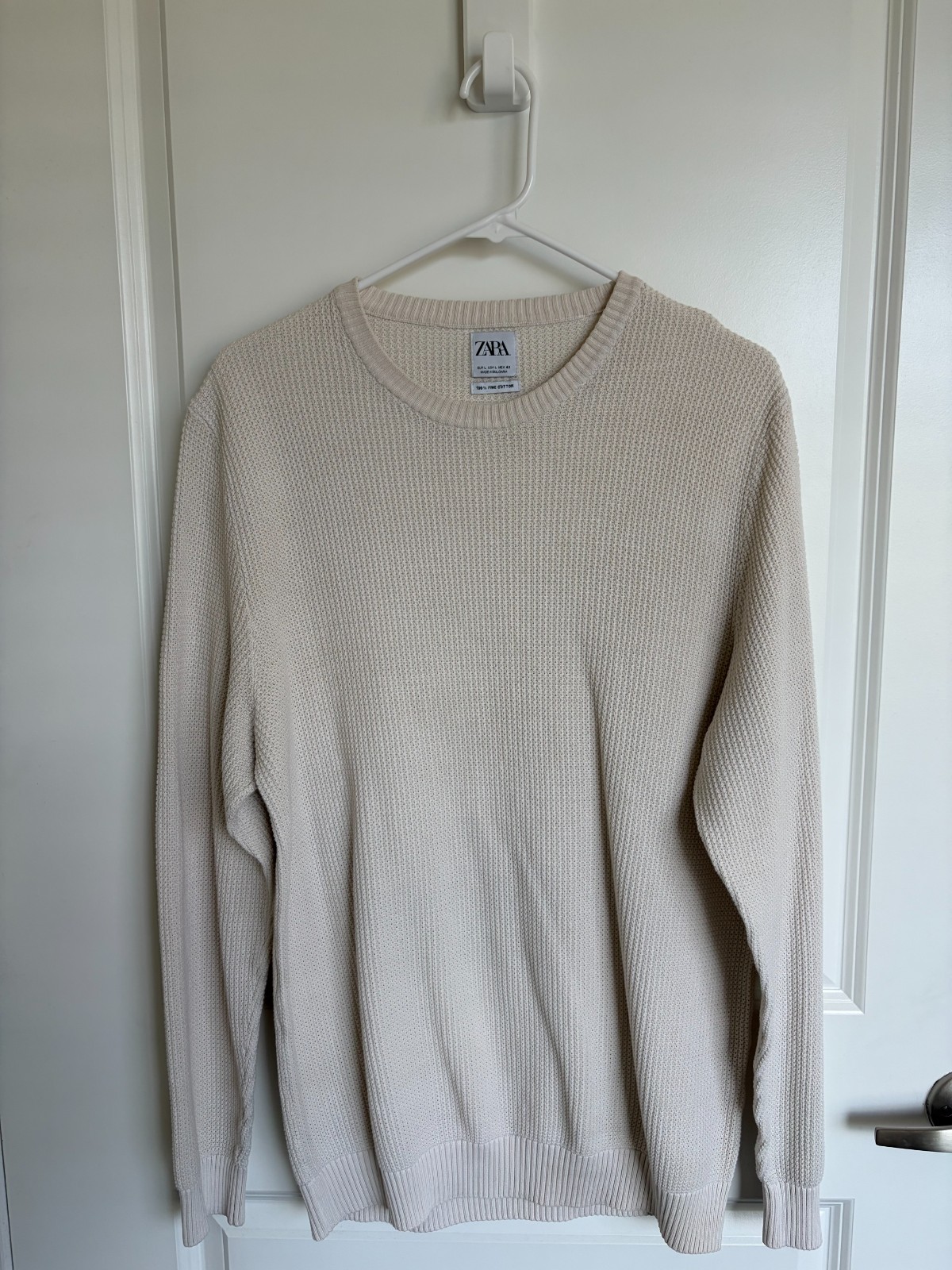 Zara Men&rsquo;s Textured Sweater White (Size: L) (Used)
