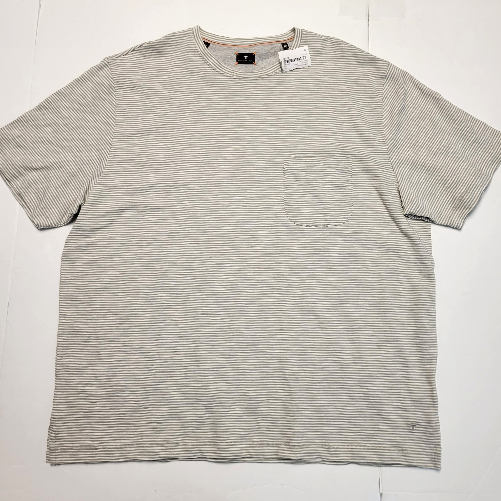 $115 New LEFT COAST TEE Crew Neck Shirt S/S Cotton Men&rsquo;s 2XL XXL Gray STRIPED