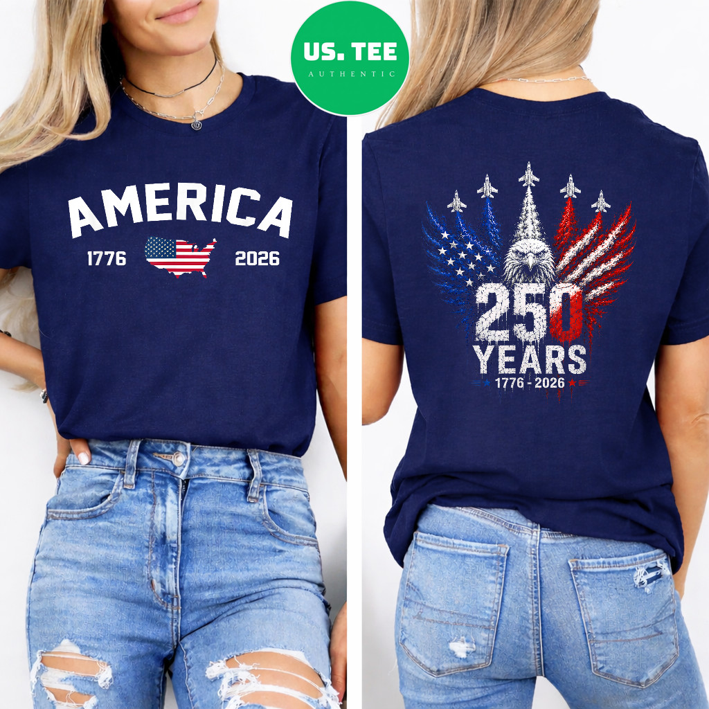 250 Years American 250th USA Patriotic Eagle 4th of July 2 Sides T-Shirt