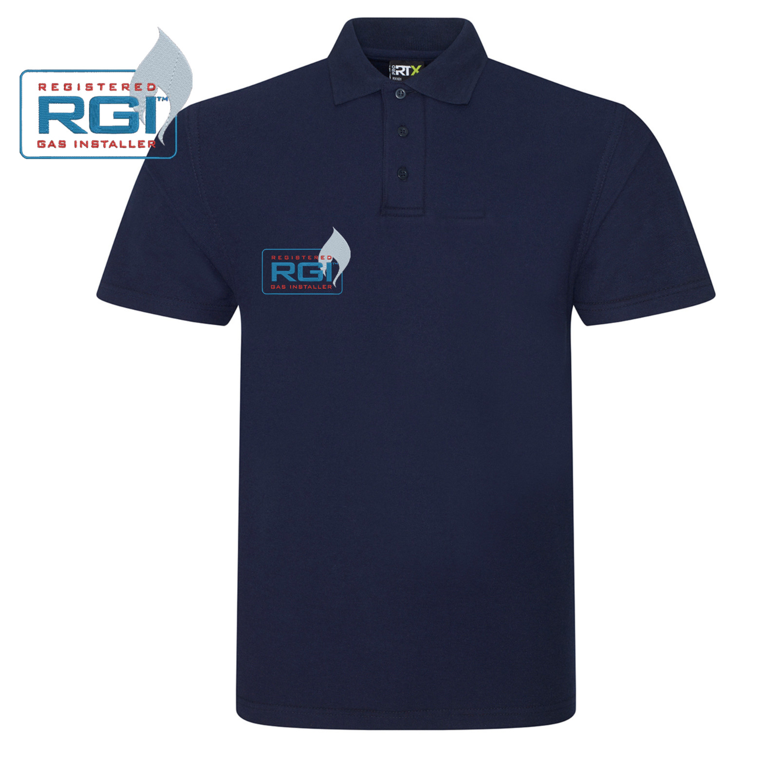 RGI Gas Safe polo plumber boiler fitter work wear, embroidered polo shirt