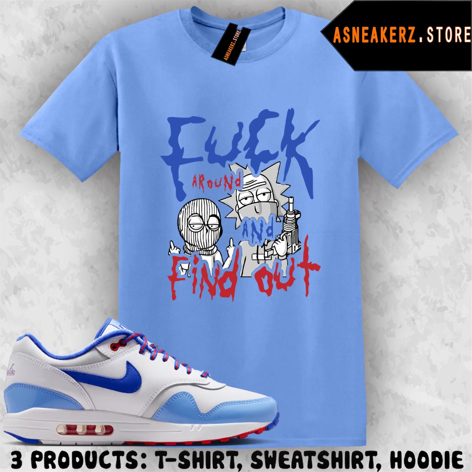Tee Shirt Matching Air Max 1 Braves City Connect Match Sneaker FAFO Rick Morty