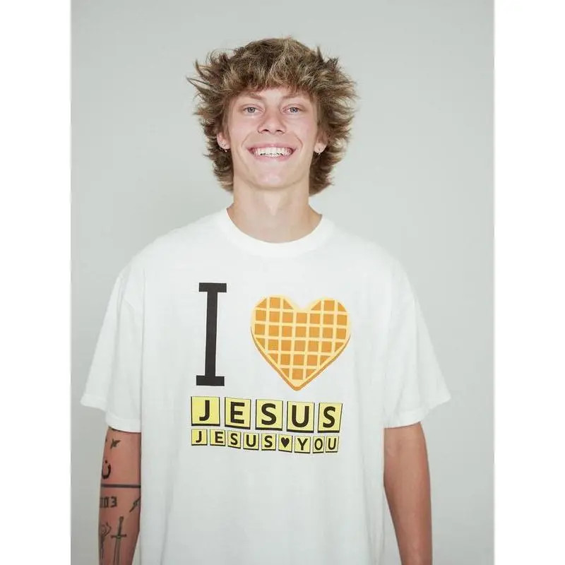 I Love Jesus Jesus Love You Waffle Shirt, ChristianGraphic Tee