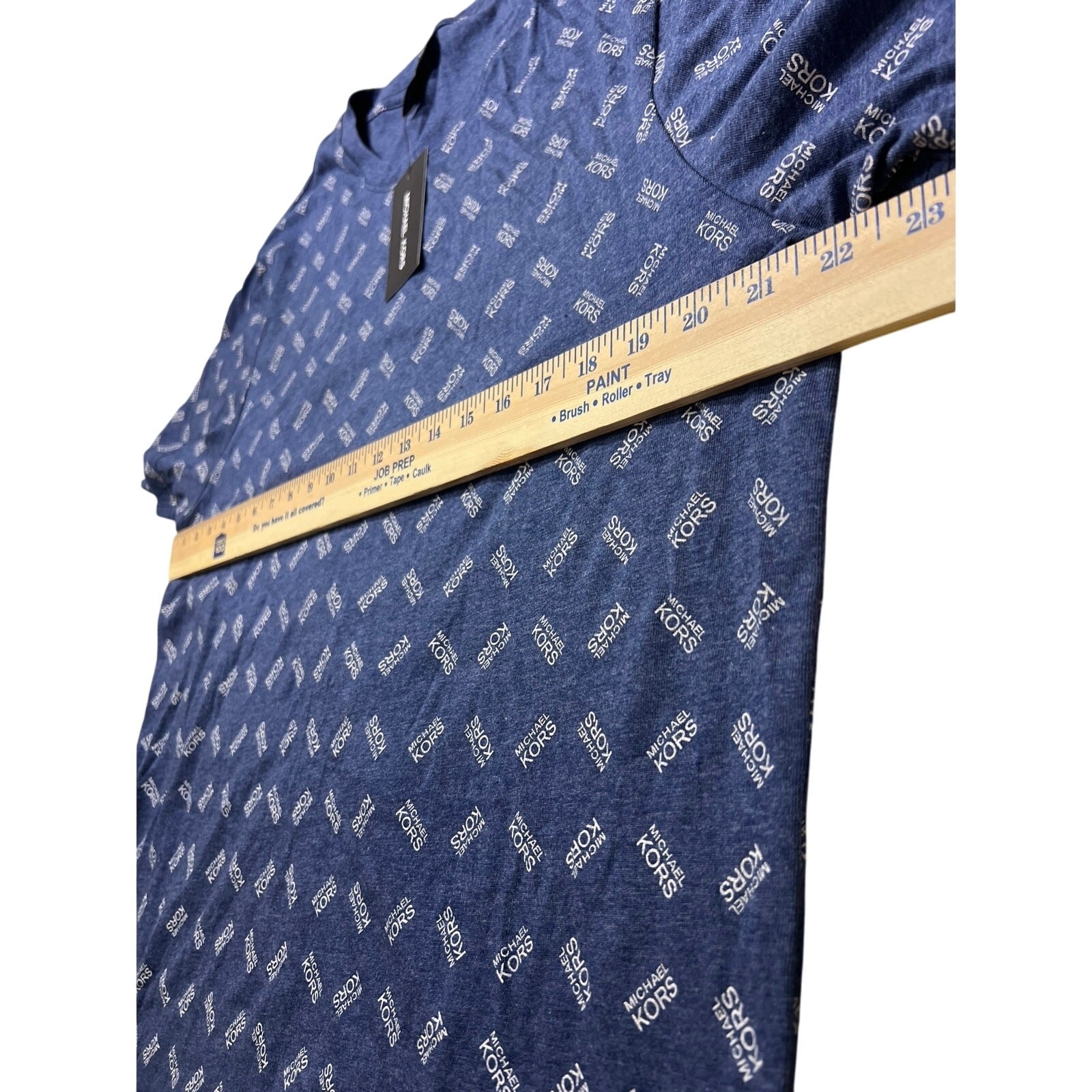 Michael Kors Men&rsquo;s Allover Print Indigo Blue White Shirt Tee Size Large L New