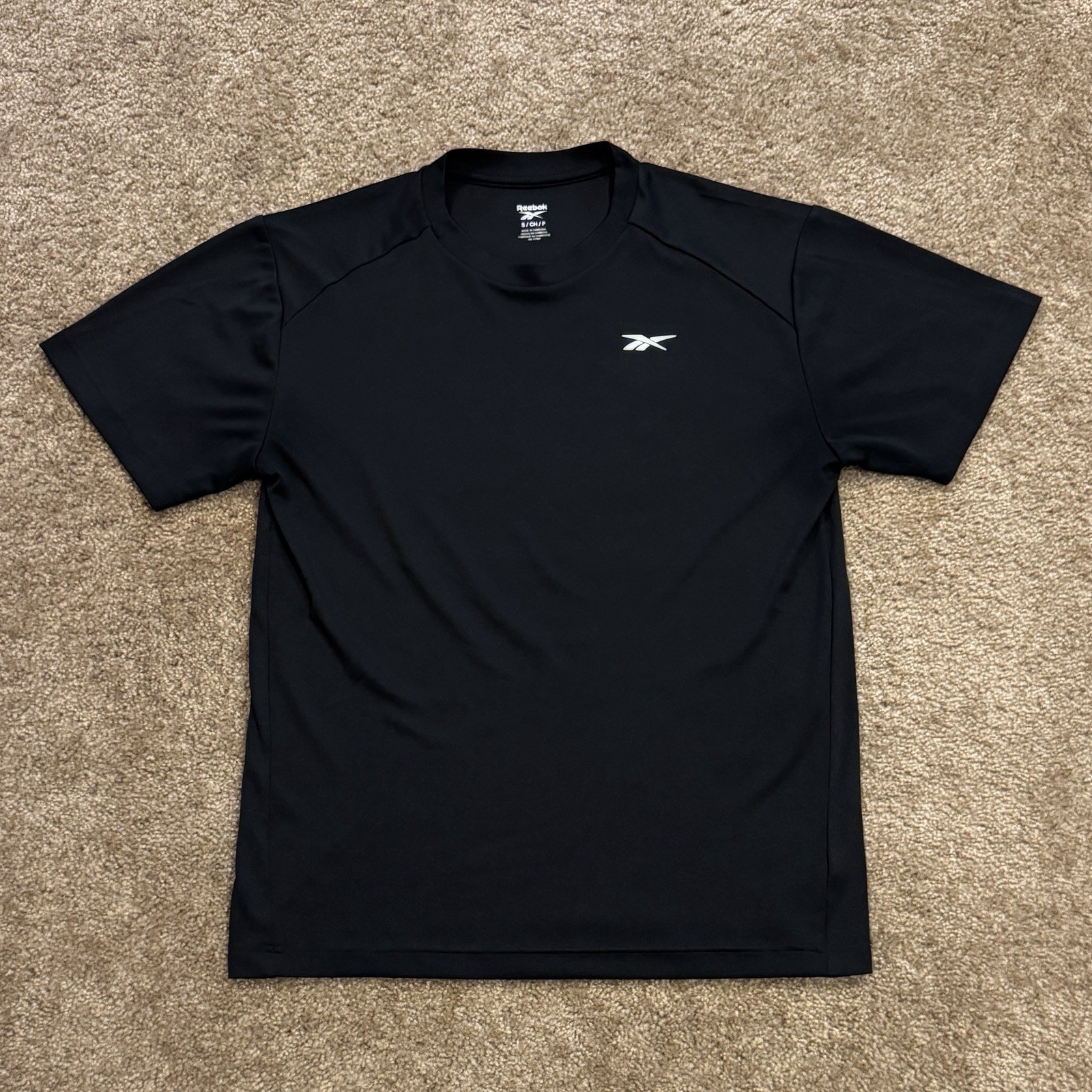 Reebok Active Athletic Gym Polyester Short Sleeve T-Shirt Mens Small Black