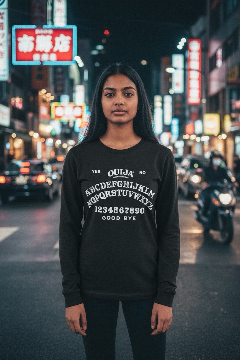 Black Ouija Board Graphic T-Shirt – Youth Size 10/12 – Mystifying Oracle Design