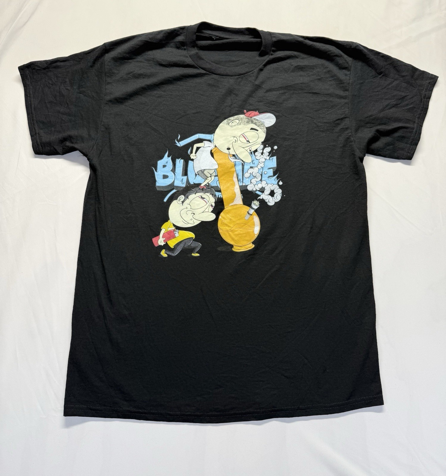 Bluey Parody graphic t-shirt mens Large black cartoon bong humor tee