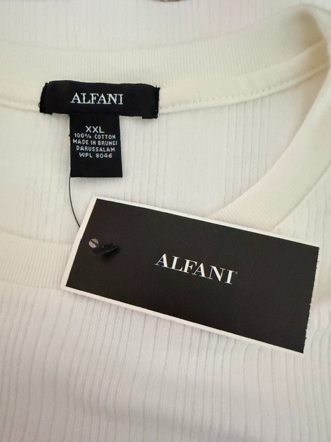 Alfani Men&rsquo;s Short Sleeve Pullover Crew Neck Ribbed Top White XXL NWT